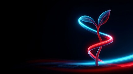 Stunning neon light technology plant growth concept symbolizes vibrant future innovation and sustainable development energy