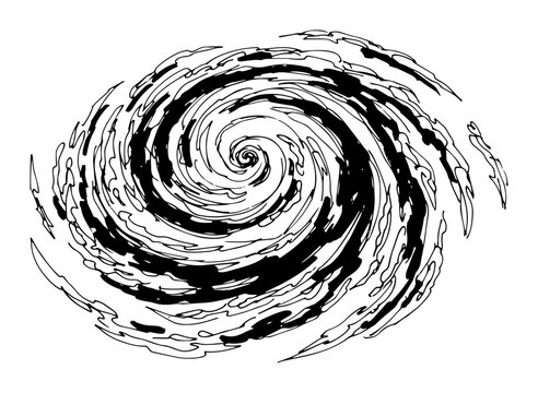 hurricane tornado vortex spiral top view black vector illustration