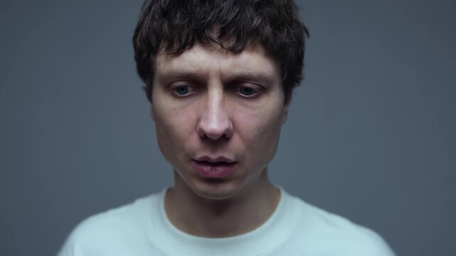 Close up panic breathing anxiety fear