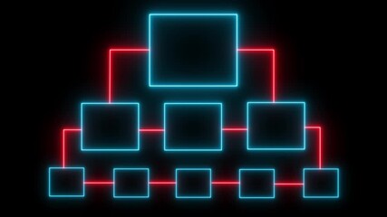 Glowing neon line banner of digital marketing concept with icons of branding, advertising, SEO, social media, devices, internet and target Business process and work flow automation with flowchart. - Powered by Adobe