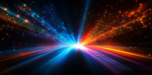 Obraz premium abstract background with colorful laser beams and rays on a black backdrop, 
