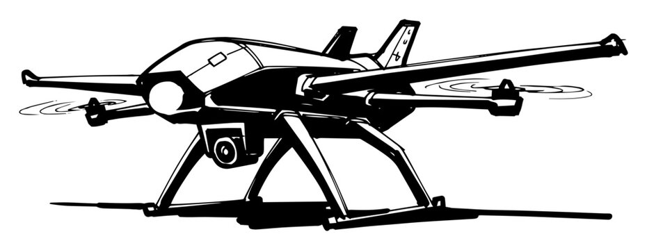 futuristic fixed wing vtol drone vector illustration