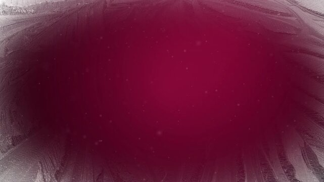 festive Christmas holiday snow and ice themed animated motion background with falling light snow gently falling over a red background with a white ice patterned border vignette frame border 4K