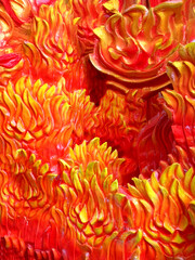 Dettaglio Astratto di Fiamme Scolpite in Rosso 406