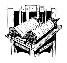 open torah scroll on reading stand vector shape silhouette