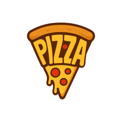 A pizza slice, Pizza store icon logo flat vector design
