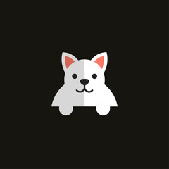 Cute cat icon logo flat vector design