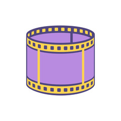 Film reel icon logo flat vector design