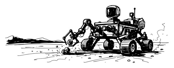 mars rover on planet surface space exploration vector © Mago