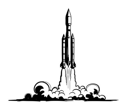 rocket launch space shuttle takeoff vector black shape