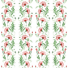 Vector floral seamless pattern from hand painted carnation flowers on a white background