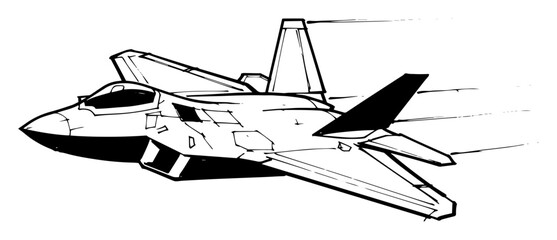 modern stealth jet fighter aircraft vector black shape