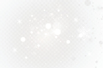 Sparkling golden particles, glowing bokeh lights isolated on dark transparent background	
