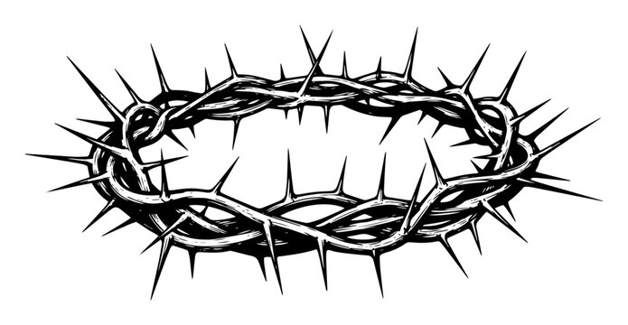 crown of thorns jesus passion sketch vector
