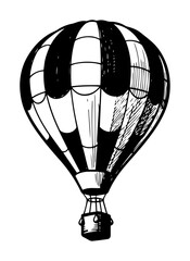 hot air balloon flying travel sketch vector © Mago