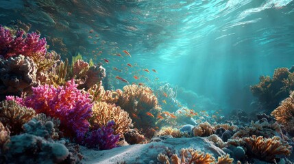 Fototapeta premium Underwater coral reef with fish