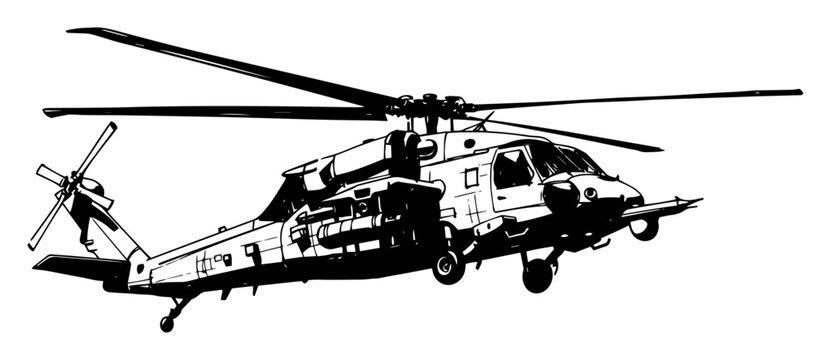 military utility helicopter in flight vector illustration