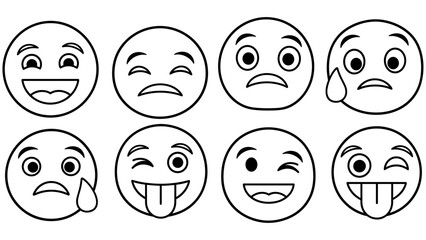 Expressive faces collection: black and white emotion icons for creative use