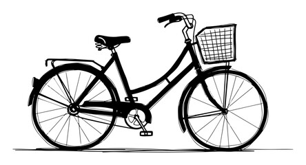 city bicycle with basket classic bike vector silhouette © Mago