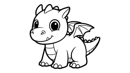 Obraz premium Playful cartoon dragon line art for kids' coloring activities