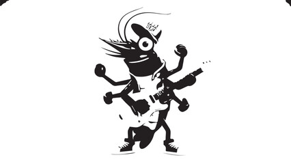 Fototapeta premium Abstract multi-armed cartoon silhouette in a playful dynamic pose.