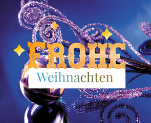 Frohe Weihnachten with lettering design. Merry Christmas in German greeting holiday card