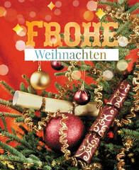 Frohe Weihnachten with lettering design. Merry Christmas in German greeting holiday card