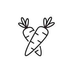 carrot crossed root vegetable emblem simple line drawing vector