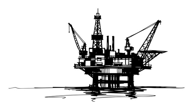 offshore oil rig platform sketch vector