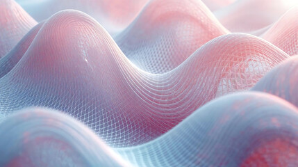 Microscopic View of Wavy Pink and Blue Cellular Structures abstract