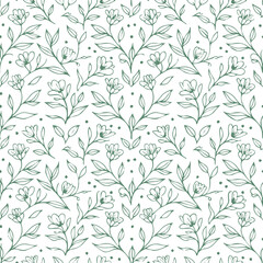 flower simple line drawn floral seamless pattern for surface design © AIcon Star