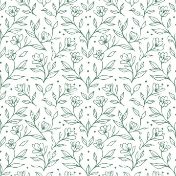 flower simple line drawn floral seamless pattern for surface design
