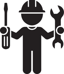 worker construction repair industrial engineer icon hardhat wrench set