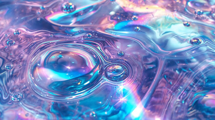 Macro View of Iridescent Liquid with Bubbles and Reflections image photo