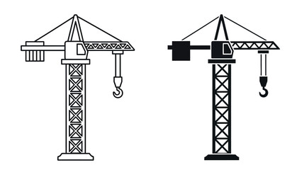 Tower cranes and construction equipment illustrations