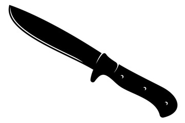Detailed Black Silhouette Vector of a Tactical Dagger or Combat Knife, Ideal for Military, Security, or Survival Designs