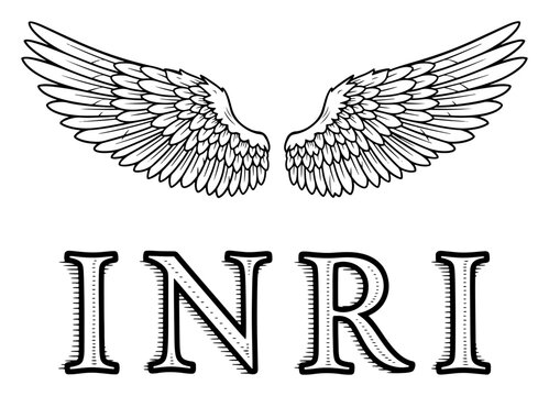 INRI Inscription with Angel Wings