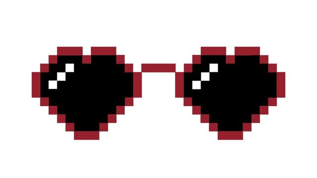 Pixelated Coolness Stylish Black Sunglasses on red frame in Retro 8-Bit Style