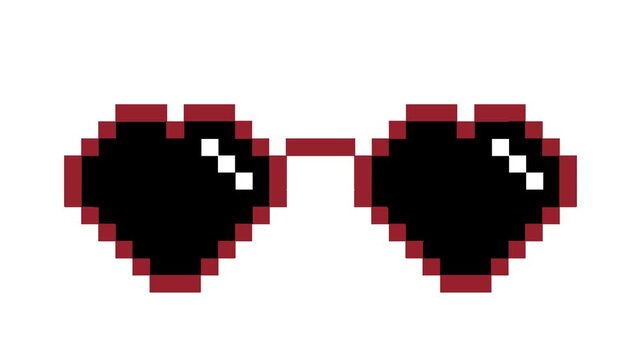 Pixelated Coolness Stylish Black Sunglasses on red frame in Retro 8-Bit Style
