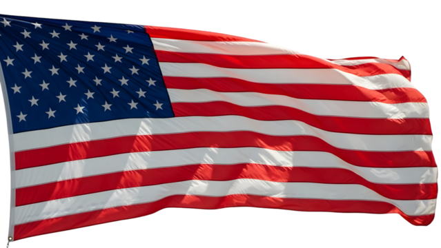 Waving american flag illustration isolated on transparent background - Powered by Adobe