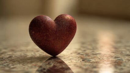 Fototapeta premium Heart-shaped object on marble surface for valentine day celebration concept