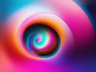 Abstract psychedelic mix of gradient design in pink, cyan, and purple. Blurred, smeared, shiny digital cover with light noise, dust and grain. Unique background for web, wallpaper, or music album art.