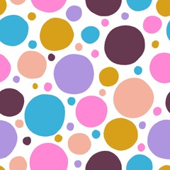Multicolor Party Polka Dots Seamless Pattern