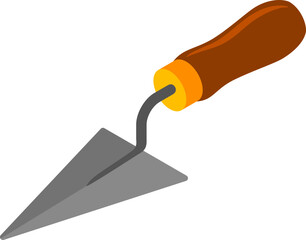 Clean graphic illustration of a versatile hand trowel, an essential tool for gardening, masonry, and construction, symbolizing building and planting work