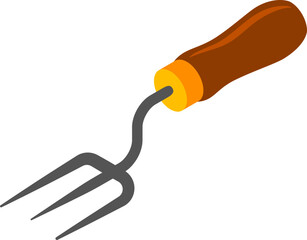 Gardening Tool Icon A Cartoon Illustration of a Hand Fork for Cultivating Soil