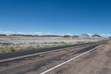 road to some hills in petrified forest national park