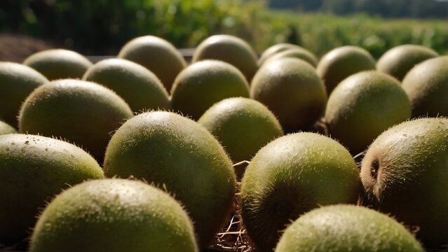 hanging kiwi fruits on the tree branch.