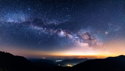Fototapeta premium Stars And The Milky Way In The Dark Night Sky Are Very Beautiful