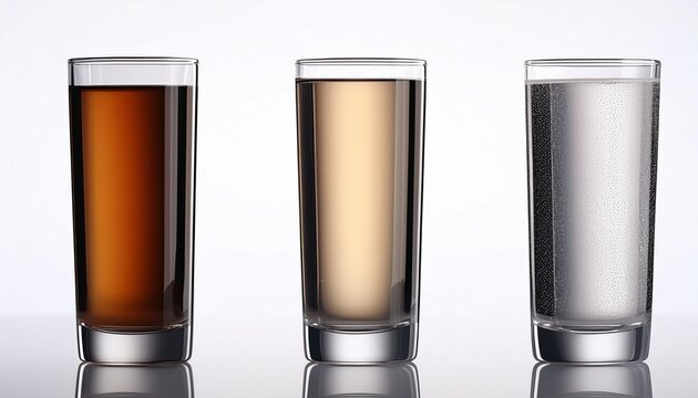 Three Long Drink Glasses Isolated