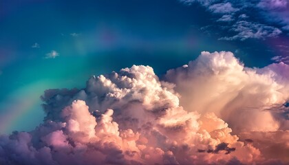 Naklejka premium Rainbow Clouds Background